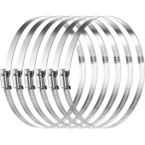 Abrazaderas para mangueras en pulgadas, abrazaderas de acero inoxidable 304, abrazaderas ajustables de 141 mm a 165 mm, paquete de 6 abrazaderas. (1/4)