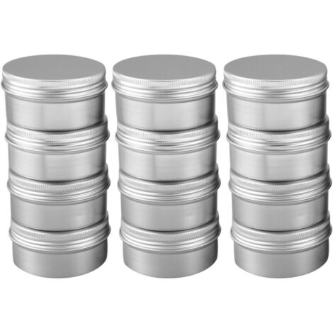 Paquete de 12 latas de aluminio de 80 ml para té, recipientes redondos para bálsamo labial, tarros de metal con tapa de rosca. (1/4)