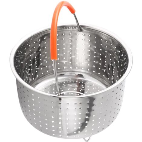 Cesta vaporera de acero inoxidable para olla a presión con mango de silicona resistente. (1/4)