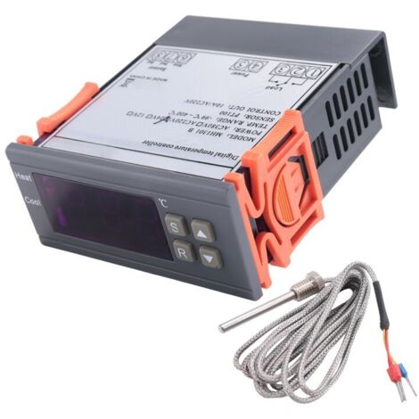 Controlador digital de temperatura con sensor termopar PT100 y termostato integrado de 220 V, de -99 a 400 °C.