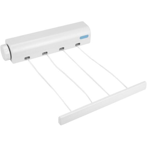 Tendedero telescópico retráctil para ropa, apto para interiores y exteriores, de pared, 4 tendederos, con cuerda para tender la ropa.