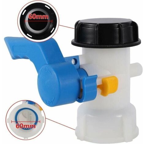 Adaptador IBC - 60 mm a 60 mm - Válvula para tanque de 1000 L - Plástico - Conexión para tanque de 1000 litros para tanque de agua de lluvia - Contenedor
