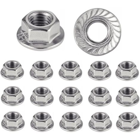 Paquete de 50 tuercas de brida M8 de acero inoxidable 304 con patrón floral hexagonal antideslizante, tuercas de seguridad para tornillos, tuerca M8, tuerca de acero inoxidable, tuerca de seguridad, t (1/4)