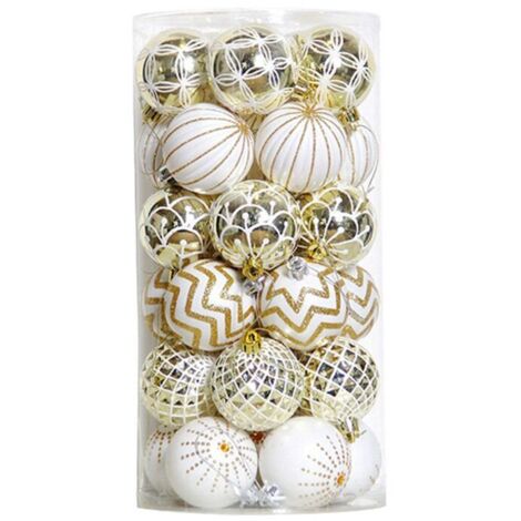 30 adornos navideños dorados y blancos de 60 mm para colgar en el árbol de Navidad o en bodas. (1/4)