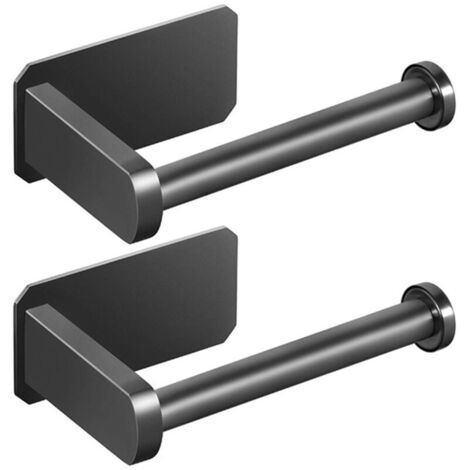 Juego de 2 soportes adhesivos para papel higiénico de pared para cocina y baño, acabado cepillado. (1/4)