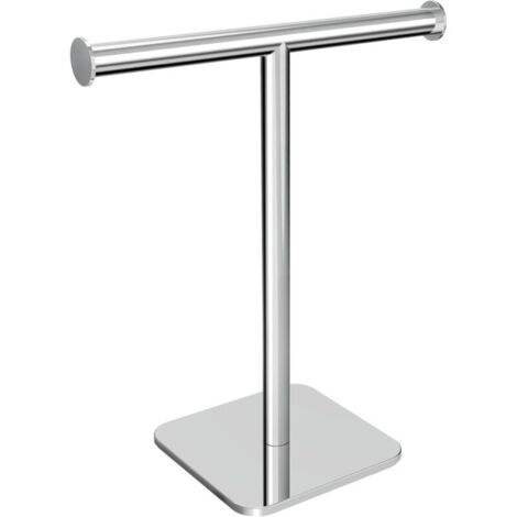 Toallero en forma de T, con base pesada, para encimera de baño, acero inoxidable 304, resistente (cromado) (1/4)
