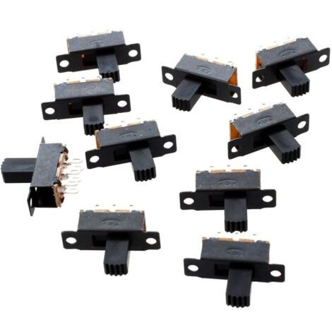 10 interruptores deslizantes miniatura DPDT, 2 posiciones (encendido/encendido), 6 pines. (1/4)