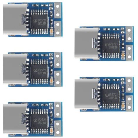 Paquete de 5 adaptadores de corriente USB-C de 20 V de voltaje fijo y 5 A para portátiles. (1/4)
