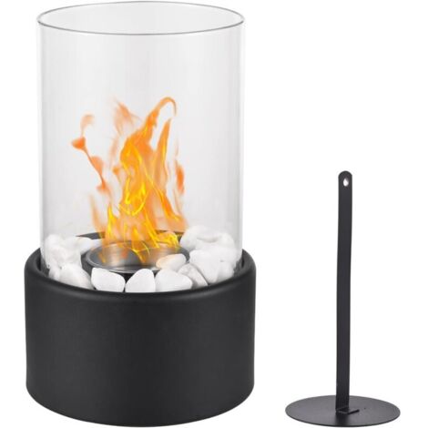Brasero de mesa, brasero de mesa con piedras blancas, brasero portátil, mini chimenea personal para uso interior y exterior - Combustible de bioetanol, decoración del hogar, regalo (1/4)