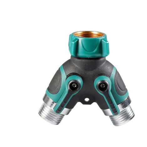 Grifo divisor de manguera de 2 vías de 3/4" con conector en Y y válvula de cierre, para jardín B (1/4)