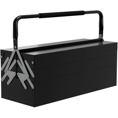 Caja de herramientas DURHAND, estuche de herramientas de 3 niveles, acero, 56 x 20 x 41 cm (largo x ancho x alto), negro (1/4)
