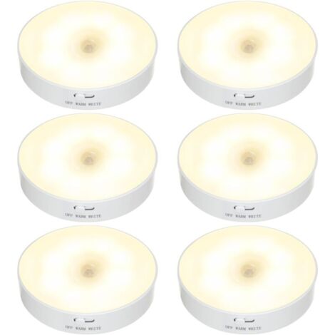 Paquete de 6 luces nocturnas LED inalámbricas, recargables por USB, ideales para escaleras, dormitorio, sala de estar, baño, armario, garaje, cocina y debajo de los gabinetes. (1/4)