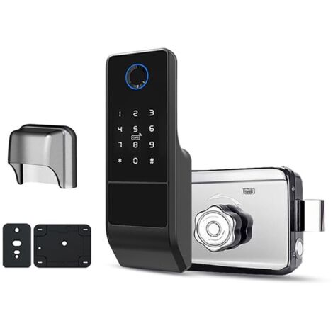 Cerradura inteligente para puertas exteriores, resistente al agua, con wifi, contraseña digital y lector de huellas dactilares doble. (1/4)