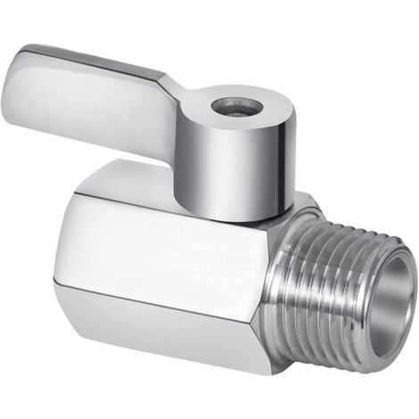 Mini válvula de cierre esférica para ducha, acero inoxidable 304, rosca macho NPT de 1/2 pulgada. (1/4)