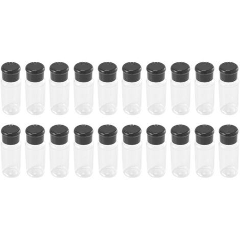 Juego de 20 saleros y pimenteros negros de 100 ml para sal, pimienta, condimentos, barbacoa y utensilios de cocina. (1/4)