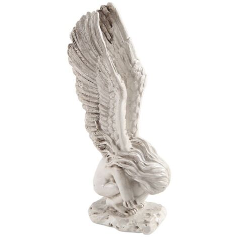 Adorable estatua de ángel blanco en resina, escultura decorativa para jardín y uso interior. (1/4)