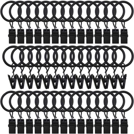 Juego de 42 anillas para cortinas de estilo retro, color negro oxidado, diámetro interior de 2,5 cm. (1/4)