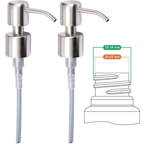 Bomba de repuesto para dispensador de jabón líquido - Acero inoxidable, acabado cepillado, 2 piezas - 24 mm LangRay Regadera (1/4)