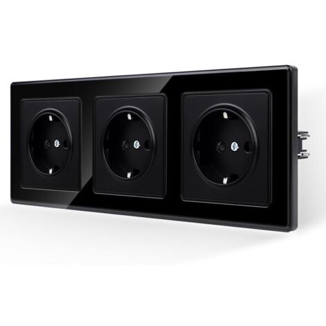 Casquillo de cristal, negro, estilo alemán, empotrable, de 3 módulos, 25886 mm, 250 V (1/4)