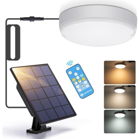 Lámparas solares LED de exterior de 50 W con control remoto, iluminación solar exterior IP65, temperatura de color ajustable 3000 K / 4000 K / 6500 K, lámpara solar de techo para interiores (1/4)
