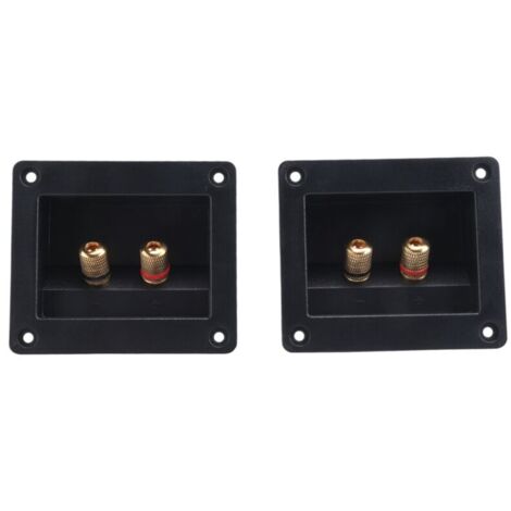 conectores para altavoces de coche DIY, caja de terminales redonda y cuadrada con conectores jack y enchufe, color negro, 93x80 mm (1/4)