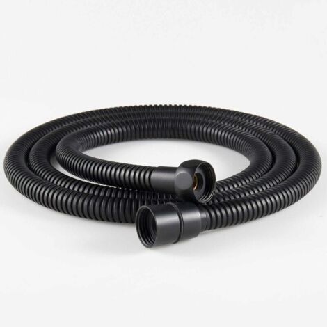 Manguera de ducha flexible de acero inoxidable de 1,5 m (1 pieza), conexiones de latón, manguera para cabezal de ducha antitorsión, manguera de ducha flexible - Negra