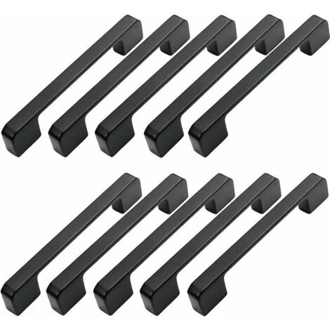 10 tiradores para muebles, espaciado entre orificios de 128 mm - Tiradores negros para puertas de cocina, tiradores para barras, tiradores negros para cocina, 128 mm