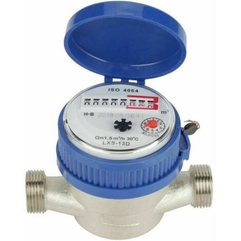 Medidor de agua fría, medidor de flujo de agua de 15 mm (1/2 pulgada) para jardín y hogar. (1/4)