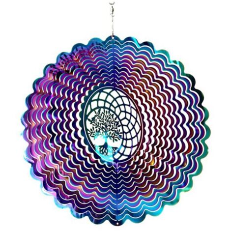 Molino de viento colgante 3D de acero inoxidable de colores - Decoración dinámica para jardín (1/4)