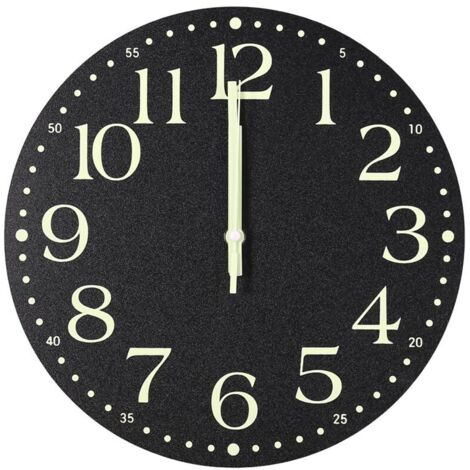 Reloj de pared silencioso de 12 pulgadas con iluminación y funcionamiento a pilas para dormitorio. (1/4)