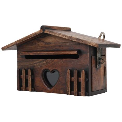 Buzón de madera retro impermeable para uso exterior, oficina y hogar.