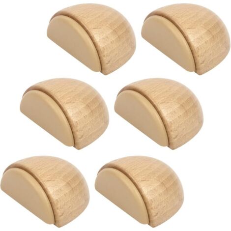 Juego de 6 topes de puerta - Topes de puerta adhesivos de madera para suelos y parquet - Tope de puerta adhesivo - Tope de puerta (haya) (1/4)