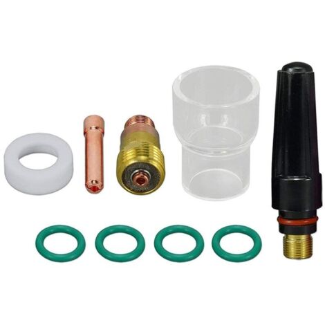 Cuerpo de abrazadera de gas TIG aislada corta de 12, 13 y 16 pulgadas para antorcha de soldadura de 17, 18 y 26 pulgadas (9 piezas) (1/4)