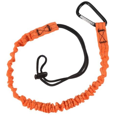 Cordón de seguridad de 3 piezas con mosquetón ajustable y amortiguador para herramientas de trabajo (1/4)