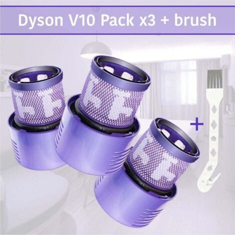 Paquete de 3 filtros de repuesto para aspiradora - Compatible con Dyson Cyclone V10 - Número de pieza de repuesto 969082-01