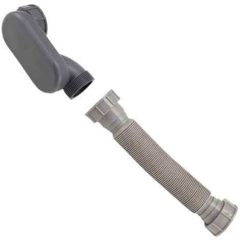 Sifón flexible de perfil bajo de 1 1/2 pulgadas para tubo de desagüe plano de bañera/ducha con soporte