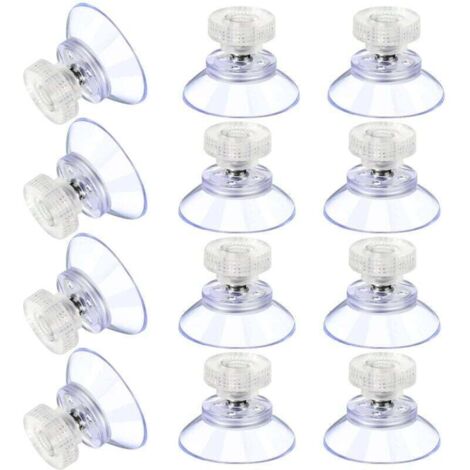 12 ventosas grandes, ventosas de plástico, ventosas de goma transparente anticolisión, tuercas metálicas, ventosas de PVC transparente sólido, repuesto con tuercas (25M5-6) (1/4)
