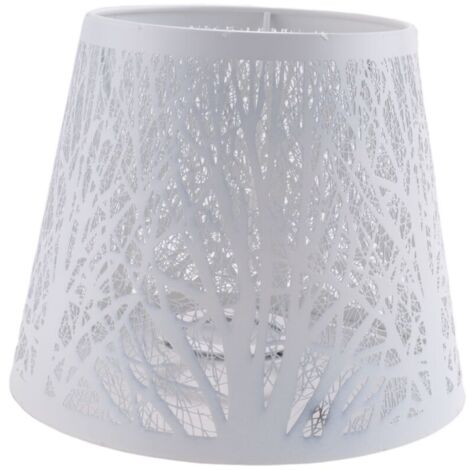 Lámpara de mesa tipo araña con pantalla de barril de metal, aplique de pared, color blanco. (1/4)