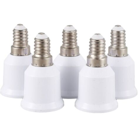 Adaptador convertidor de bombilla LED E14 a E27, juego de 5 piezas, blanco (1/4)