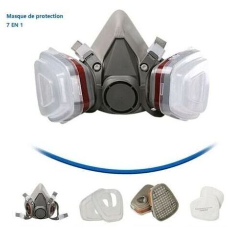 Máscara protectora 7 en 1 - Máscara para pintar - Reutilizable con filtro de polvo - Máscara respiratoria antigás con filtro para pulverización - Pintura - Construcción - Productos químicos - Bricolaj (1/4)