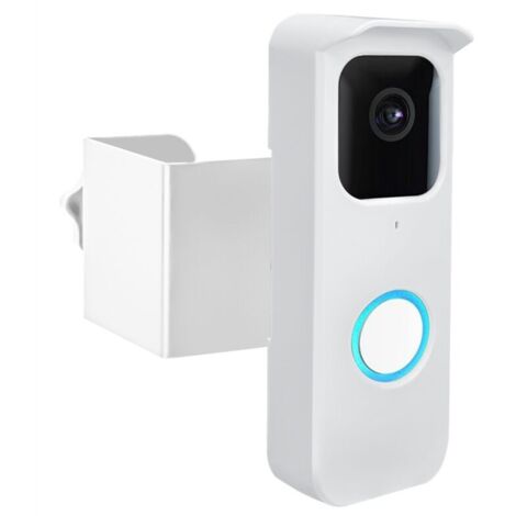 Soporte de montaje para timbre con video antirrobo, no requiere perforación, sensor de movimiento que no obstruye, color blanco.