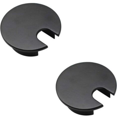 Cubierta para cables de escritorio, juego de 2 cubiertas para orificios de cables, cubierta de orificio de aleación de zinc, cubierta redonda negra de 35 mm, adecuada para escritorios de computadora y (1/4)