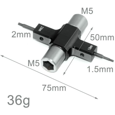 Llave M5 Quad, destornillador unidireccional para rodamientos, hélice de motor de 1,5 mm y 2 mm para drones de carreras RC FPV. (1/4)