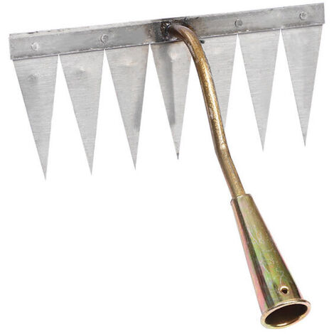 Herramienta portátil de acero endurecido hueco para desherbar, herramienta de jardinería, rastrillo para desherbar, hoja de cobre de 7 dientes. (1/4)