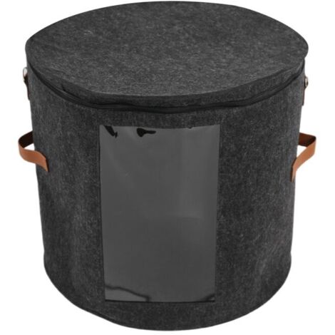 Caja de almacenamiento plegable para sombreros, ropa y juguetes con tapa, gris oscuro (1/4)