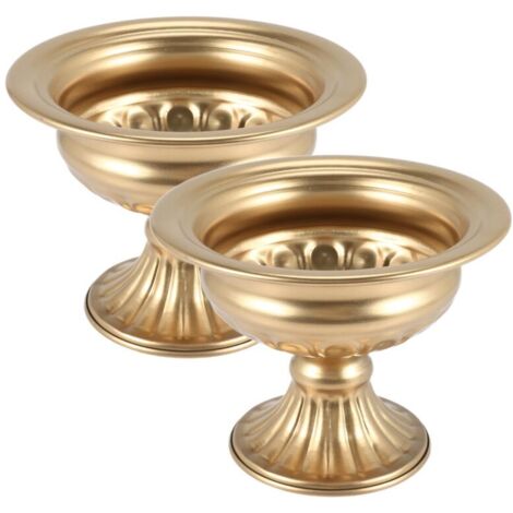 Elegante jarrón de metal dorado para centro de mesa de boda, ideal para ceremonias, aniversarios y decoración de fiestas (2 piezas). (1/4)