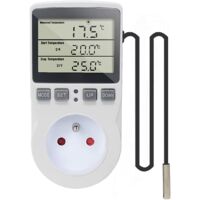 Ulisem Termostato de Enchufe Controlador de Temperatura Digital 220 V Calefacción Refrigeración con Sonda, Controlador de Temperatura de Enchufe LCD para Frigorífico Incubadora Ventilador de Invernade