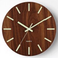 Reloj de pared iluminado de 12 pulgadas, diseño silencioso sin tictac, luz nocturna de madera, reloj de pared redondo para sala de estar y dormitorio que brilla en la oscuridad - Escala Ulisme
