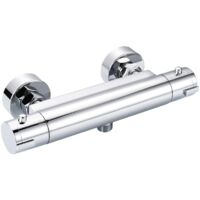 Válvula mezcladora termostática de ducha de pared Crediri, cromada con botón de seguridad, latón macizo – DBWF01GR