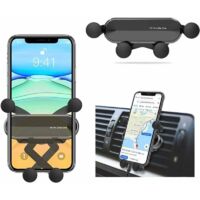 Soporte universal Ulisem para teléfono en la rejilla de ventilación del coche, compatible con smartphones y dispositivos GPS (negro)